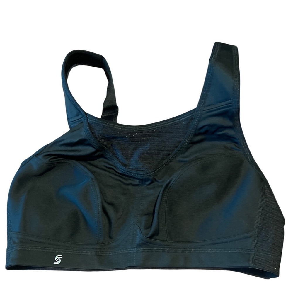 Glamorise Sport Black High Impact Wirefree Sports Bra 34C 1067 Mesh Camisole